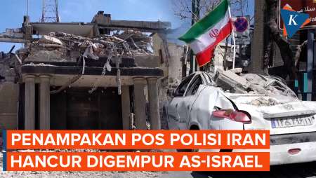 Penampakan Pos Polisi Iran Hancur Dibombardir AS-Israel
