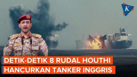 Detik-detik Rudal Houthi Hantam Tanker Inggris, Picu Ledakan Hebat!