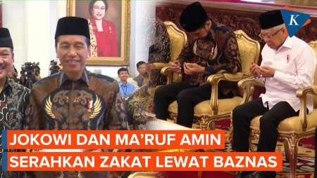 Jokowi, Ma'ruf Amin dan Sederet Menteri Serahkan Zakat Lewat Baznas di Istana