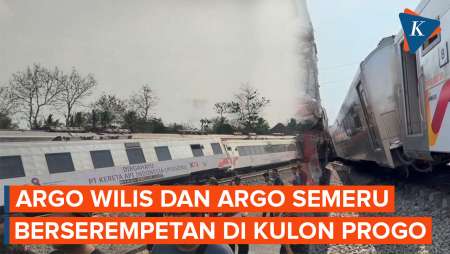 Argo Wilis Serempetan dengan Argo Semeru sampai Keluar Jalur Rel