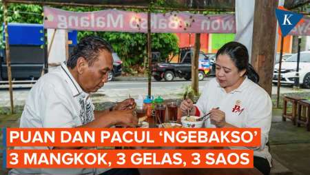 Giliran Puan dan Bambang Pacul ‘Pamer’ Makan Bakso 3 Mangkok