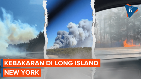 Penampakan Kebakaran di Long Island New York, Pangkalan Militer Dievakuasi