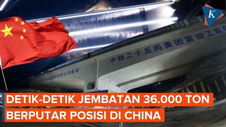 Detik-detik Jembatan Seberat 36.000 Ton Berputar Posisi Di China, Jadi Rekor Nasional
