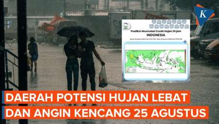 Daftar Wilayah Berisiko Hujan Lebat dan Angin Kencang 25 Agustus