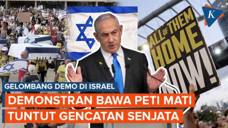 Demo di Israel Berlanjut, Demonstran Bawa Peti Mati Simbol Sandera Hamas yang Tewas di Gaza