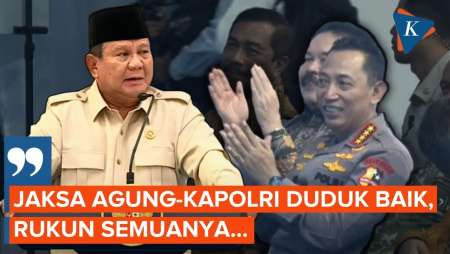 Kelakar Prabowo Singgung Kapolri Dan Jaksa Agung Duduk Berdampingan: Rukun Semuanya Baik