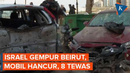 Situasi Beirut Lebanon Usai Dibombardir Israel, Mobil Hancur, 8 Orang Tewas