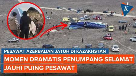 Momen Penumpang Selamat Jauhi Puing Pesawat Azerbaijan yang Jatuh