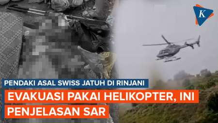 Detik-detik Helikopter Evakuasi Pendaki asal Swiss yang Jatuh di Rinjani