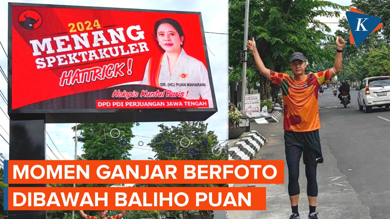 Ganjar Pamer Foto di Bawah Baliho PDIP Bergambar Puan