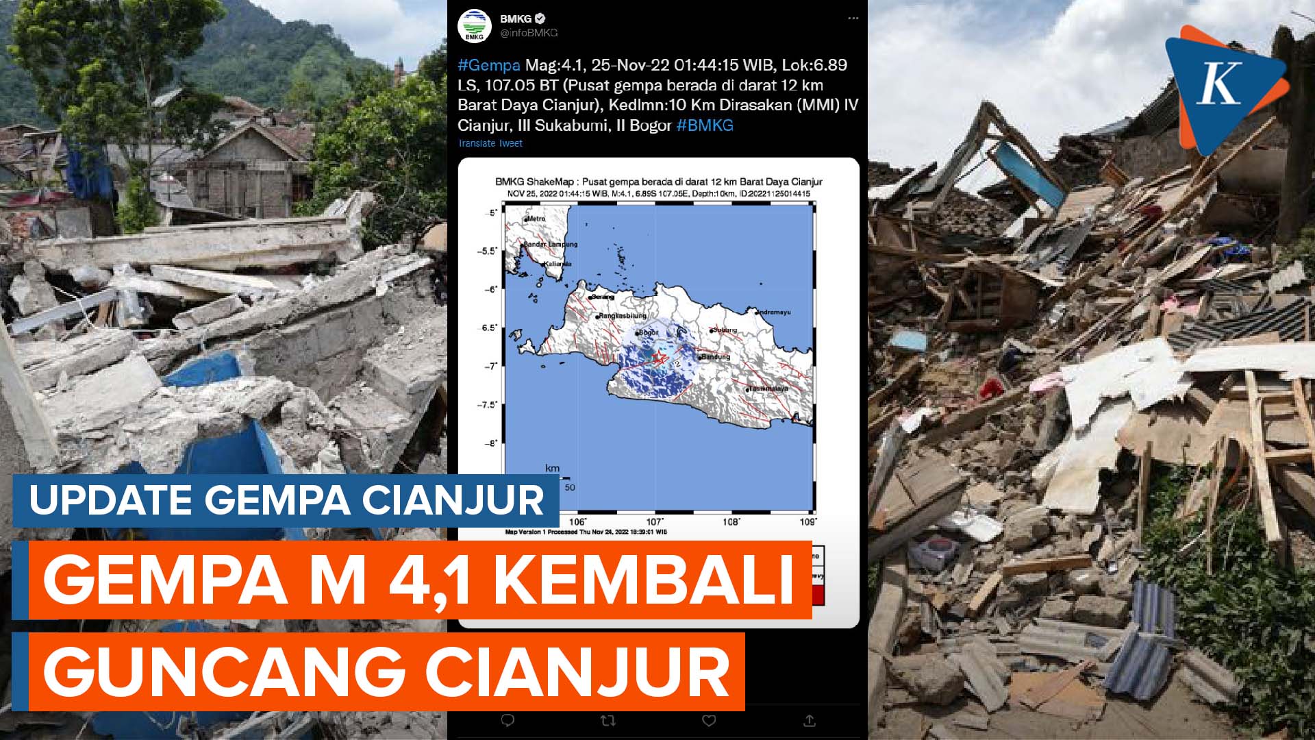 Gempa Berkekuatan M 4,1 Kembali Guncang Cianjur dan Sekitarnya pada Jumat Dini Hari