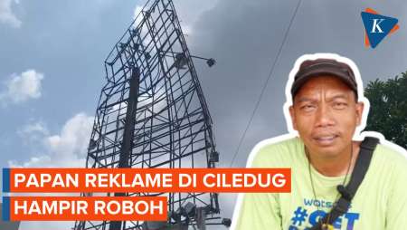 Papan Reklame Hampir Roboh Saat Hujan Badai di Ciledug