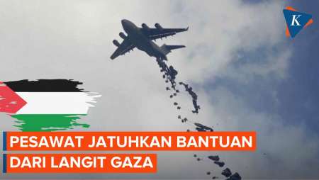 Momen Pesawat Jatuhkan Bantuan dari Langit Gaza yang Dilanda Perang