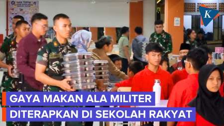 Gaya Makan Militer Di Sekolah Rakyat: Hormat Ke Pengasuh, Berdoa, Berseru "Selamat Makan"