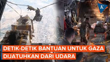 Aksi Tentara Yordania Jatuhkan Paket Bantuan untuk Gaza dari Pesawat Udara