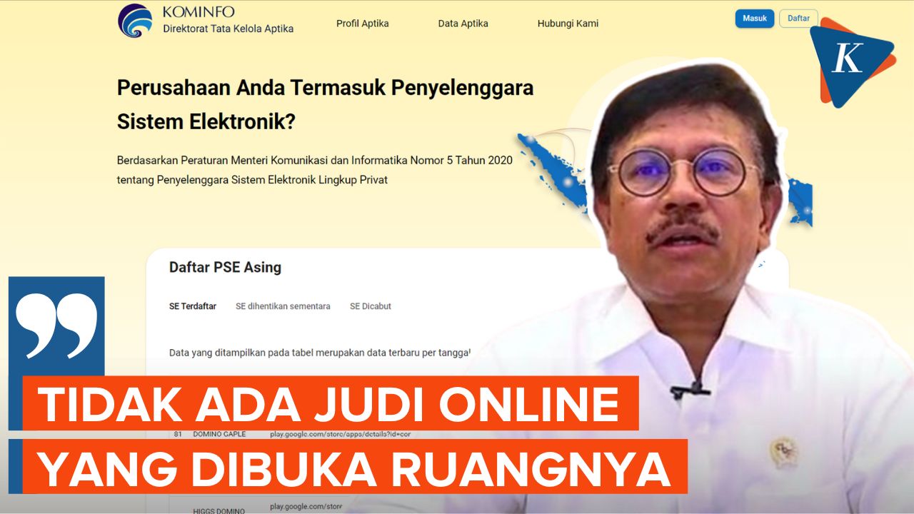 Kemenkominfo Bantah Kecolongan Situs Judi Online Daftar di PSE