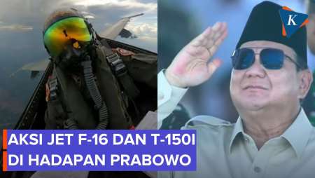 Prabowo sampai Hormat! Aksi Jet F-16 Fighting Falcon dan T-50i Golden Eagle TNI AU