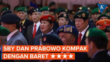 Momen SBY dan Prabowo Kompak Tampil Dengan Baret Bintang 4