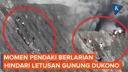 Menegangkan! Momen Pendaki Berlarian Hindari Material Letusan Gunung Dukono Maluku Utara  