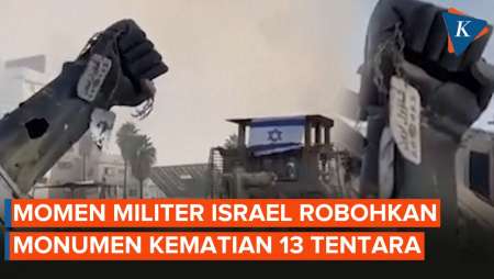 Detik-detik Israel Robohkan Monumen Kematian 13 Tentara Mereka di Gaza