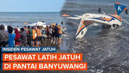 Pesawat Latih Cessna Jatuh di Banyuwangi, Warga Ramai-ramai Tarik Pesawat dari Pantai