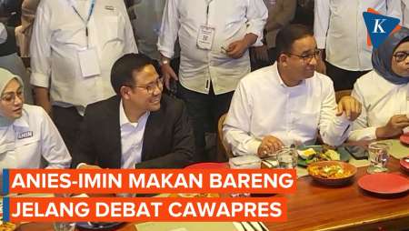 Anies-Imin Makan Steak Bareng Sebelum Debat Keempat Pilpres 2024