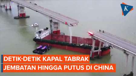 Kapal Kontainer di China Tabrak Jembatan hingga Putus, 5 Orang Dilaporkan Tewas