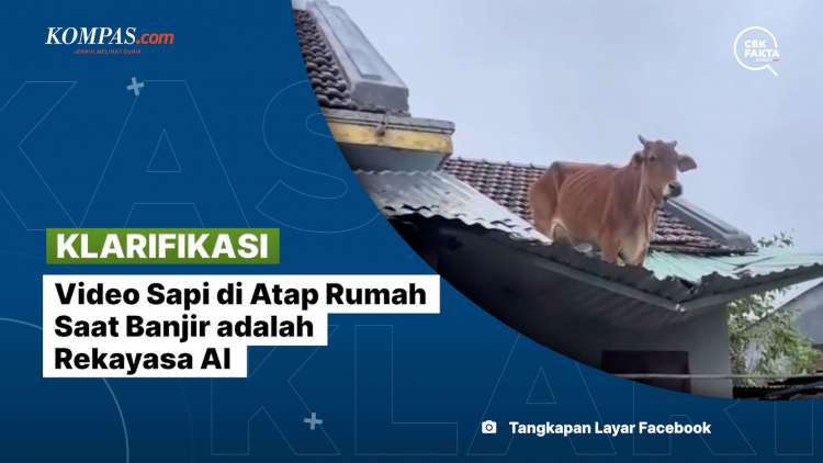 [KLARIFIKASI] Video Sapi di Atap Rumah Saat Banjir adalah Rekayasa AI