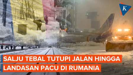 Salju Selimuti Rumania, Jalan Kereta hingga Landasan Pesawat Tertimbun Es
