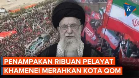 Rekaman Udara Arak-arakan Peti Khamenei Di Qom, Ribuan Warga Iran Merahkan Jalanan