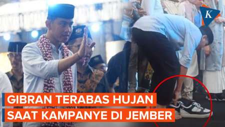 Gibran Terabas Hujan untuk Sapa Jamaah Apel Shalawat Kebangsaan di Jember