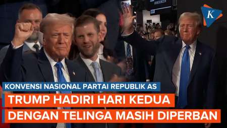 Trump Hadiri Hari Kedua Konvensi Partai Republik, Telinga Masih Diperban