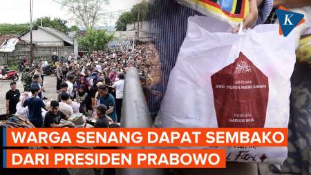 Presiden Prabowo Bagikan Ribuan Paket Sembako untuk Warga Hambalang