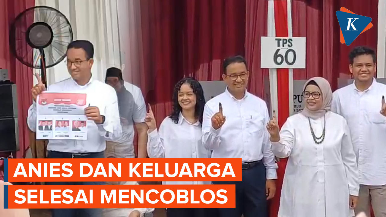 Momen Anies dan Keluarga Selesai "Nyoblos", Pamer Tinta di Telunjuk