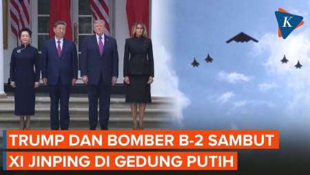 Detik-detik Xi Jinping Tiba Di Gedung Putih, Disambut Trump Dan Bomber B-2