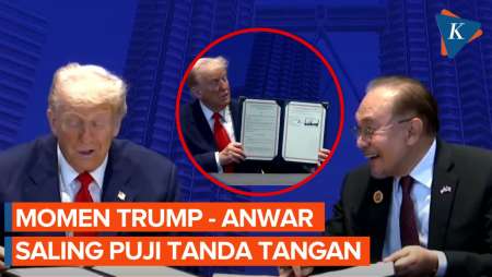 Trump Dan Anwar Ibrahim Saling Puji Tanda Tangan Saat Teken Perjanjian Dagang AS–Malaysia