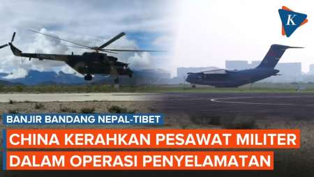 Penampakan Pesawat Militer China Dikerahkan Usai Banjir Bandang Nepal