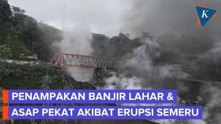 Penampakan Udara Banjir Lahar Dan Asap Pekat Erupsi Semeru