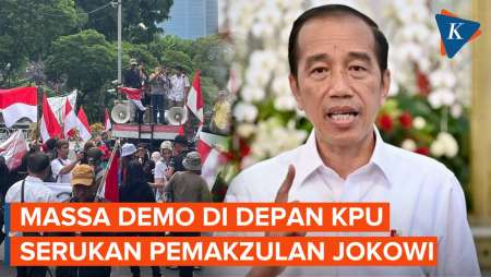 Aksi Demo di Kantor KPU, Massa Serukan Jokowi Dimakzulkan