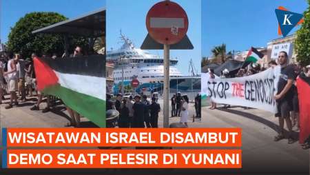 Demo Kecam Genosida di Gaza Cegah Rombongan Turis Israel Kunjungi Pulau Yunani