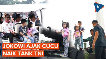 Momen Jokowi Ajak Cucu Kunjungi Pesta Rakyat dan Naik Tank di Monas