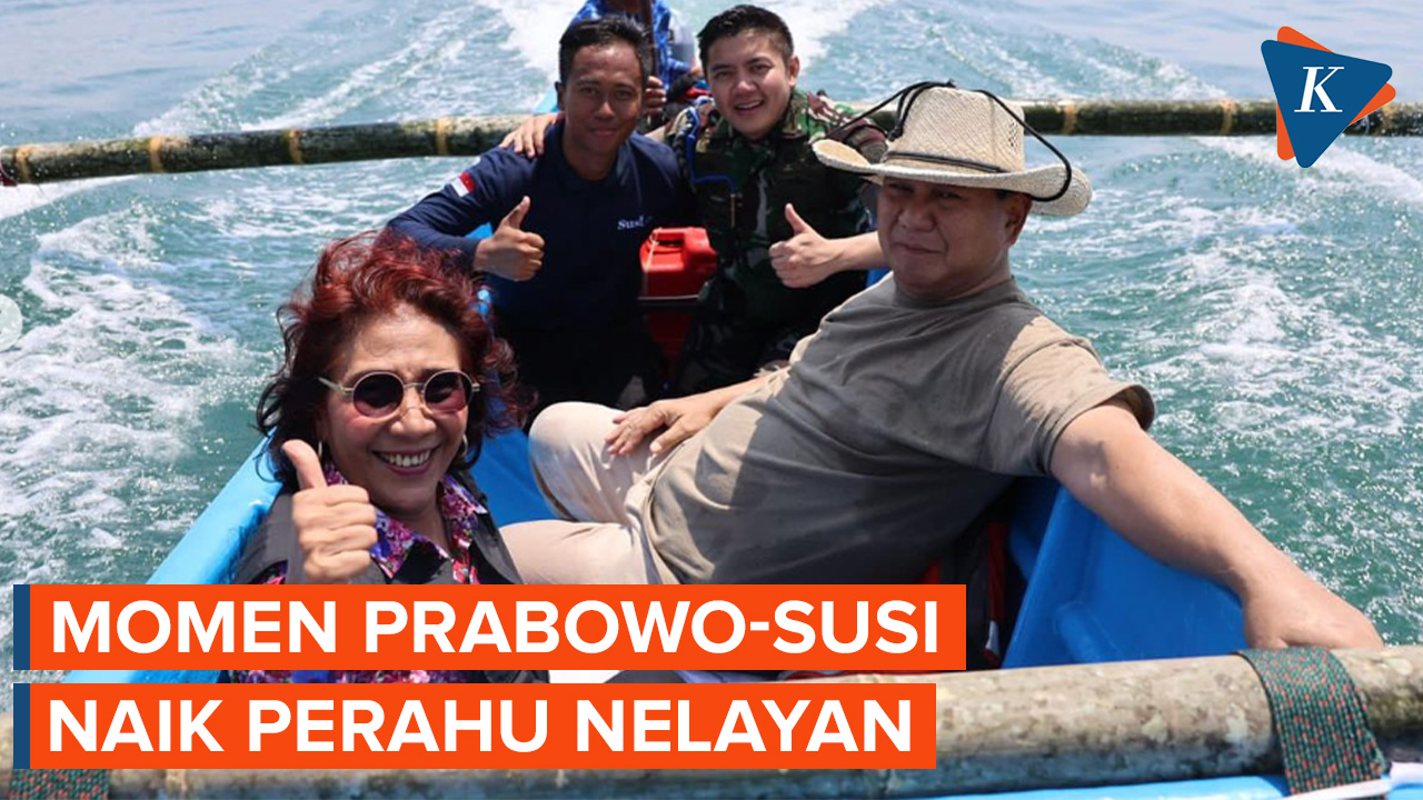 Momen Prabowo Dan Susi Pudjiastuti Naik Perahu Keliling Pantai Pangandaran