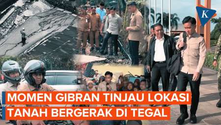 Naik Motor Lewati Jalan Retak, Begini Aksi Gibran Tinjau Lokasi Bencana Tanah Bergerak Di Tegal