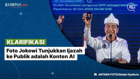 [KLARIFIKASI] Foto Jokowi Tunjukkan Ijazah Ke Publik Adalah Konten AI