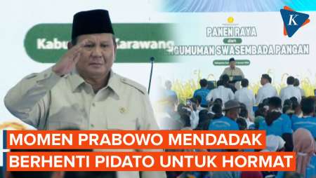 Momen Prabowo Mendadak Berhenti Pidato, Lalu Beri Hormat...