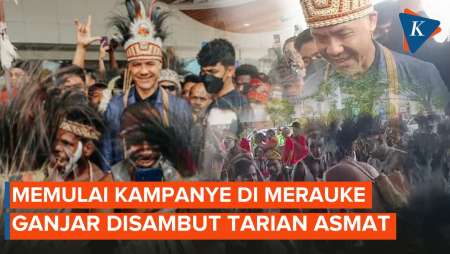 Momen Ganjar Disambut Tarian Suku Asmat Saat Kampanye di Papua