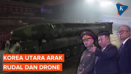 Rudal dan Drone Diarak Saat Parade Militer Korea Utara