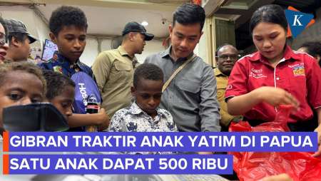 Momen Gibran Belanja Alat Tulis Bareng Anak Yatim di Timika