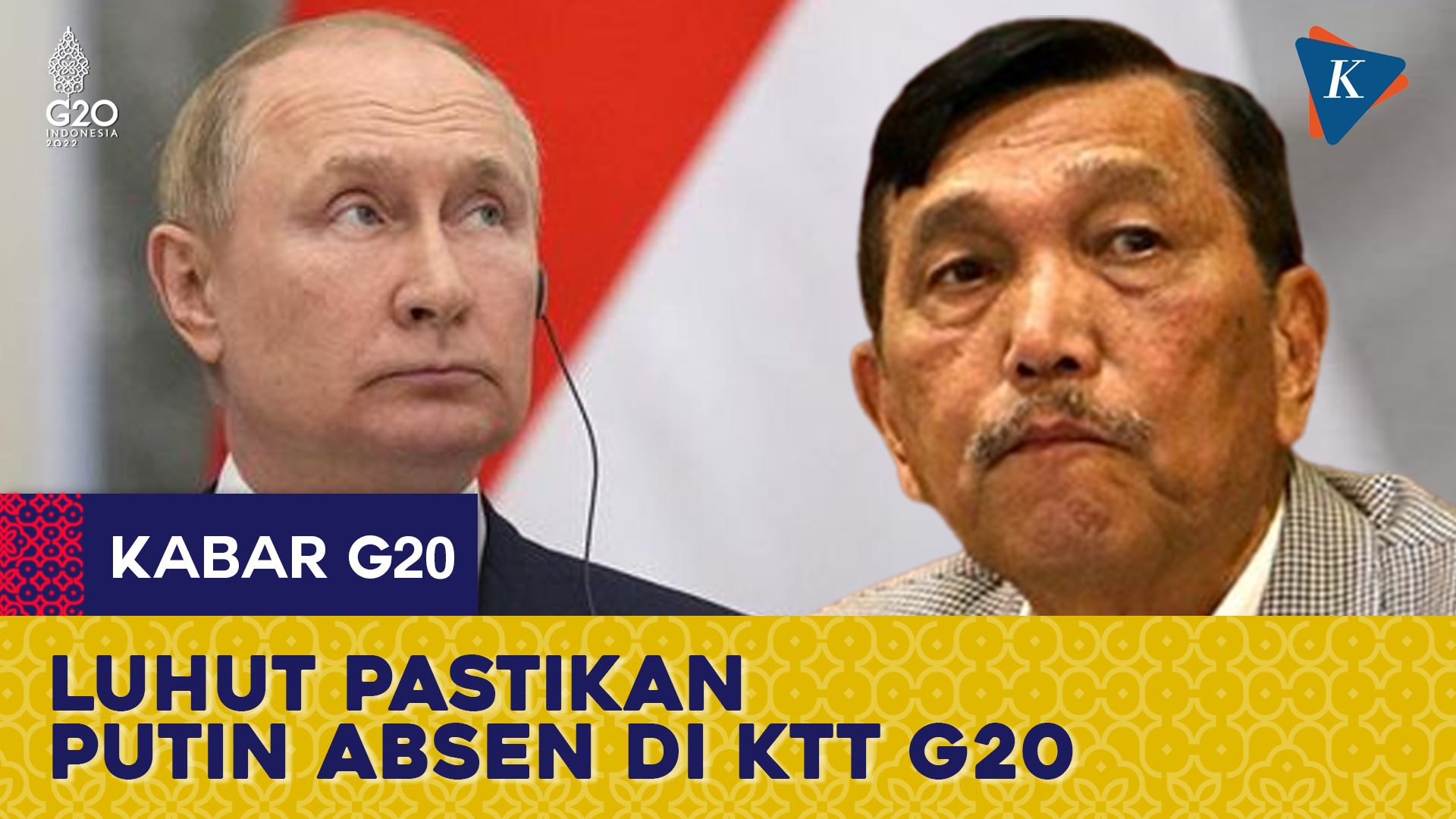 Presiden Rusia Vladimir Putin Dipastikan Tak Hadiri KTT G20