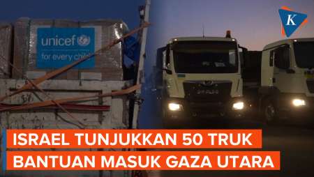 Diancam AS, Israel Tunjukkan Puluhan Truk Bantuan Kemanusiaan Masuki Gaza Utara